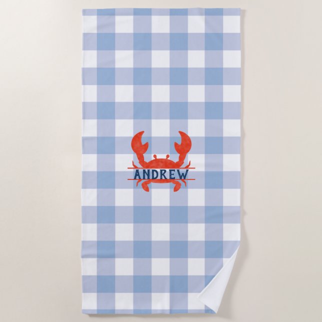 Boys Watercolor Crab Strandtuch (Vorderseite)