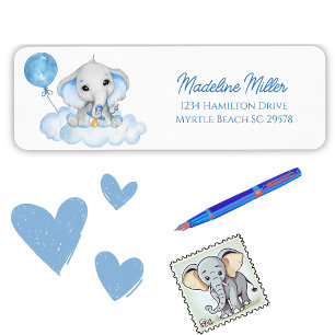 Boys Watercolor Elephant Baby Dusche