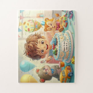 Boy's Whimsical Birthday Party & Cars Puzzle