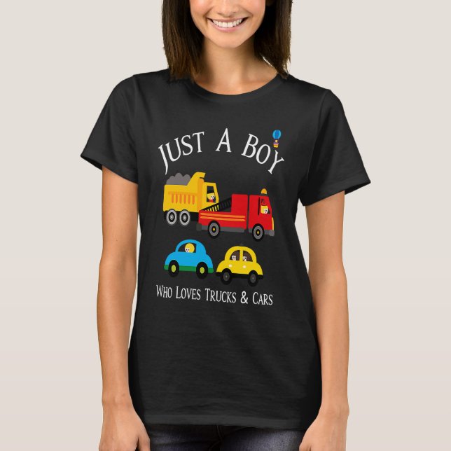 Boys Who Love Trucks & Cars T-Shirt (Vorderseite)