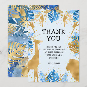 Boys Wild One 1. Geburtstag Blue Safari Vielen Dan Einladung