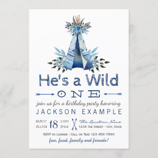 Boys Wild One Birthday Party Erster Geburtstag Einladung