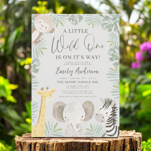 Boys Wild One Safari Animals Kinderdusche Einladung