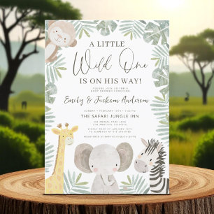 Boys Wild One Safari Animals Paare Babydusche Einladung