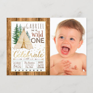 Boys Wild One Tribal TeePee Erster Geburtstag Einladung