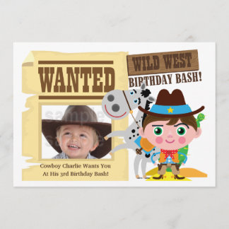 Boys Wild West Western Cowboy Birthday Invite Einladung