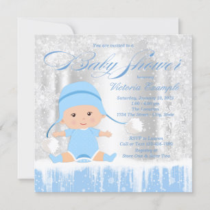 Boys Winter Wonderland Snow Baby Dusche Einladung
