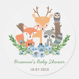 Boys Woodland Animals Babyduschenaufkleber Runder Aufkleber