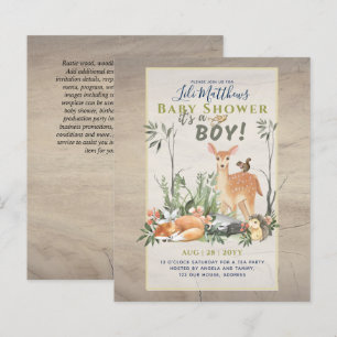 Boys Woodland Animals Forest Baby Shower lädt ein