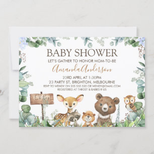 Boys Woodland Animals Kinderdusche Einladung