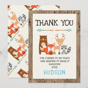 Boy's Woodland Tiere Geburtstag Danke Karte