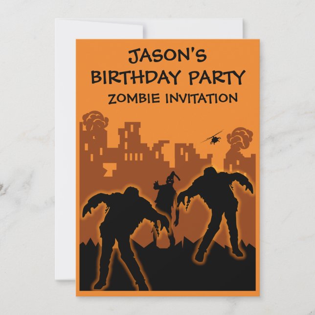 Boys Zombie Birthday Einladung (Vorderseite)