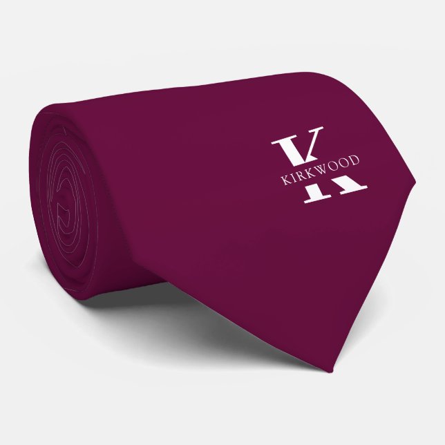 Boysenberry | Elegante Monogram+Name | einseitig Krawatte (Gerollt)