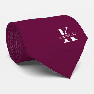 Boysenberry   Elegantes Monogramm+Name   einseitig Krawatte