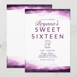 Boysenberry Lila Watercolor Chic Sweet 16 Party Einladung