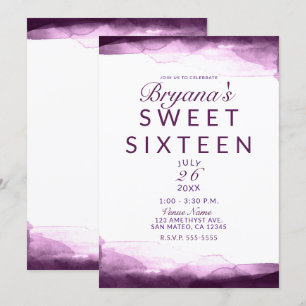 Boysenberry Lila Watercolor Chic Sweet 16 Party Einladung