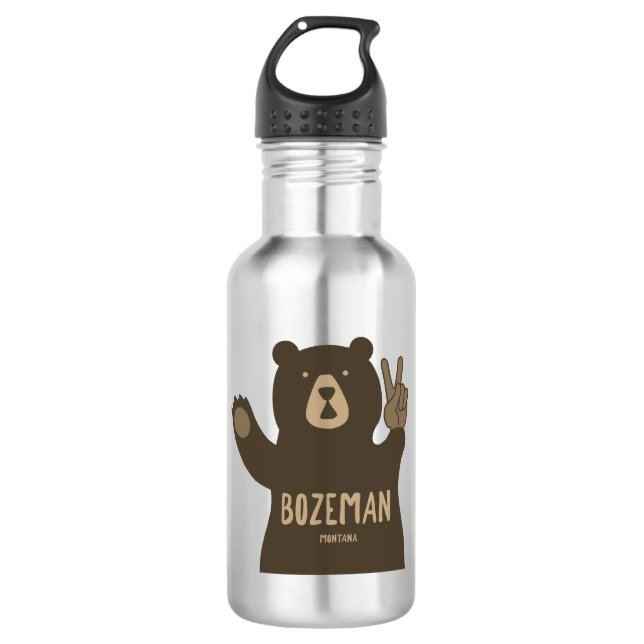 Bozeman Montana Friedensbär Edelstahlflasche (Vorderseite)