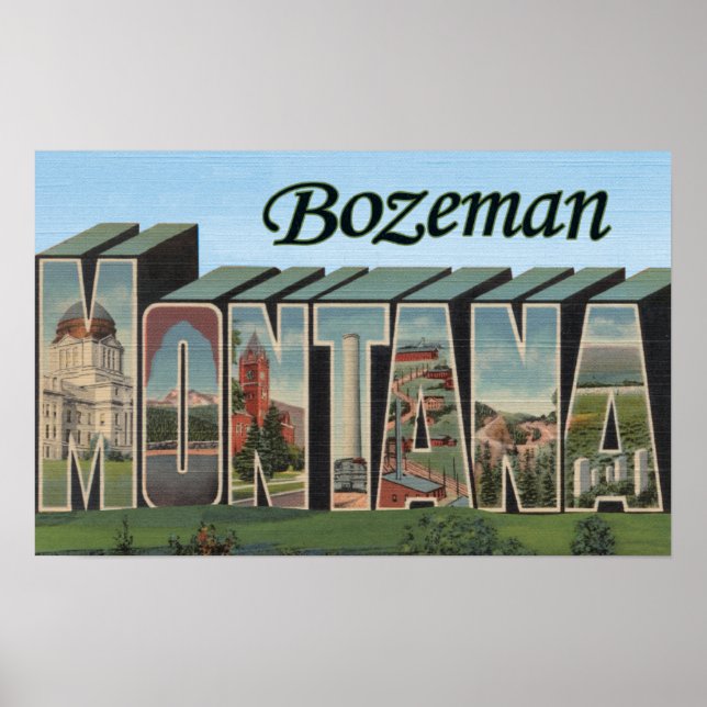 Bozeman, Montana - Große Briefmarkenszenen Poster (Vorne)