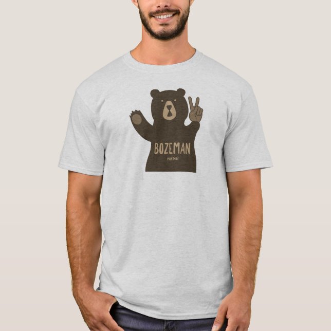 Bozeman Montana Peace Bear T-Shirt (Vorderseite)