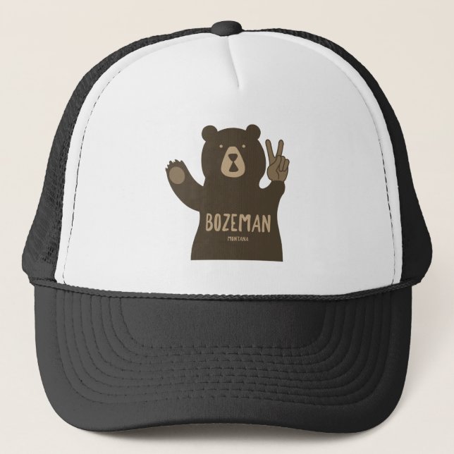 Bozeman Montana Peace Bear Truckerkappe (Vorderseite)