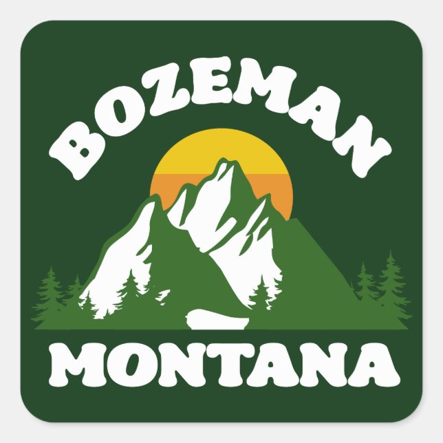 Bozeman, Montana Quadratischer Aufkleber (Vorderseite)