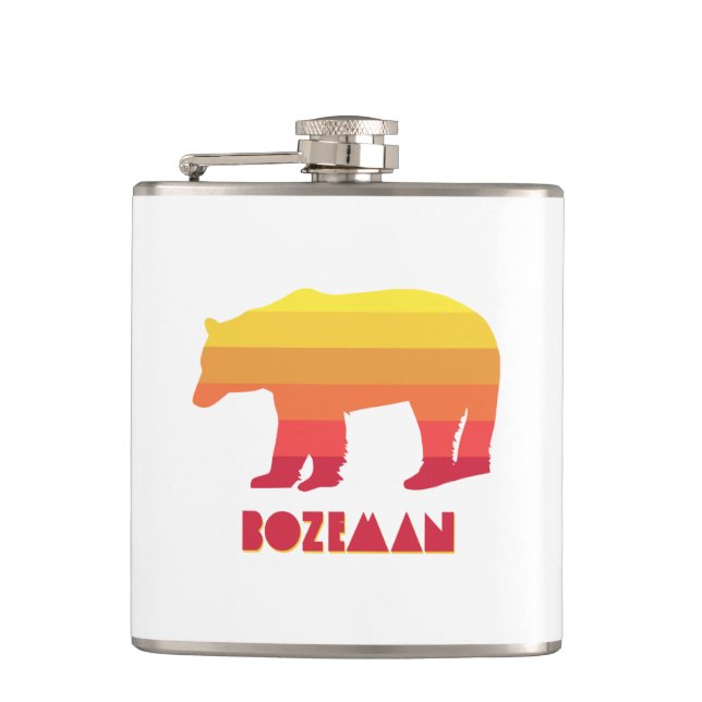 Bozeman Montana Regenbogenbär Flachmann (Vorderseite)
