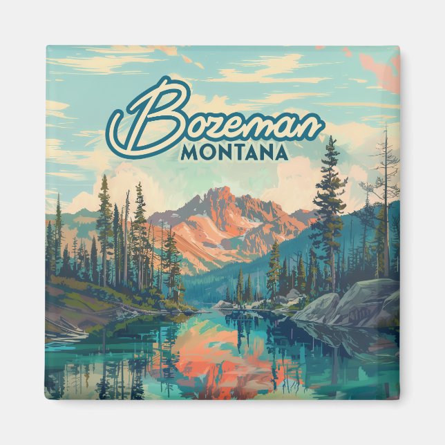 Bozeman Montana Rocky Mountains Vintag Magnet (Vorne)