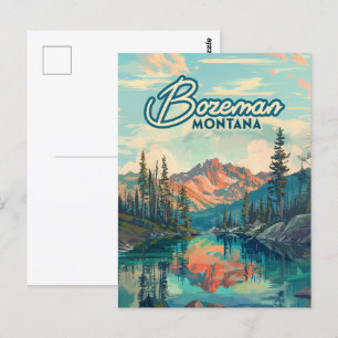 Bozeman Montana Rocky Mountains Vintag Postkarte