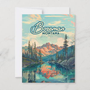 Bozeman Montana Rocky Mountains Vintage Karte