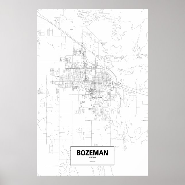 Bozeman, Montana (schwarz auf weiß) Poster (Vorne)