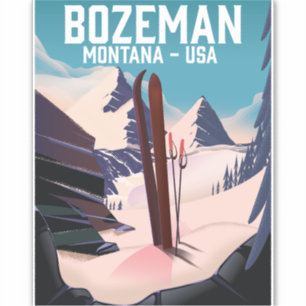 Bozeman Montana Skiposter Aufkleber