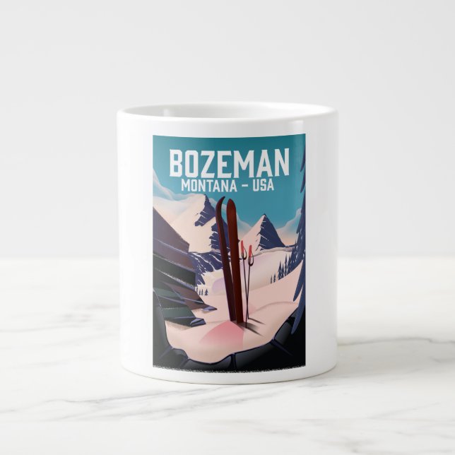 Bozeman Montana Skiposter Jumbo-Tasse (Vorderseite)