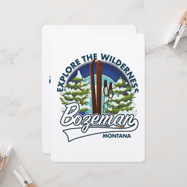 Bozeman Montana Skiposter-Logo (Vorderseite/Rückseite Beispiel)