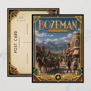 Bozeman Montana Vintage Art Deco Goldenes Zeitalte Postkarte