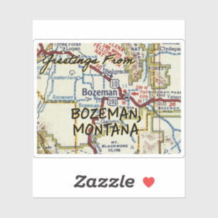 Bozeman MT Vintag Map Aufkleber