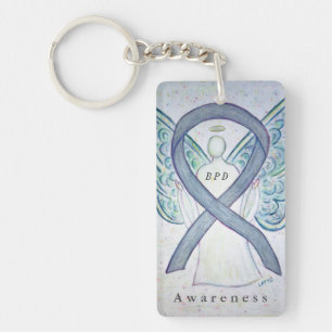 BPD Angel Gray Awareness Ribbon Schlüsselanhänger