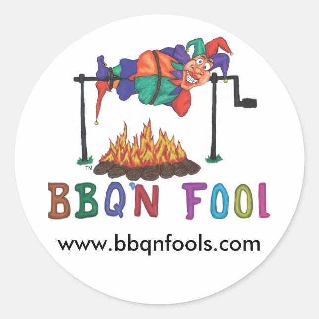 BQNFOOL, www.bbqnfools.com Runder Aufkleber (Vorderseite)