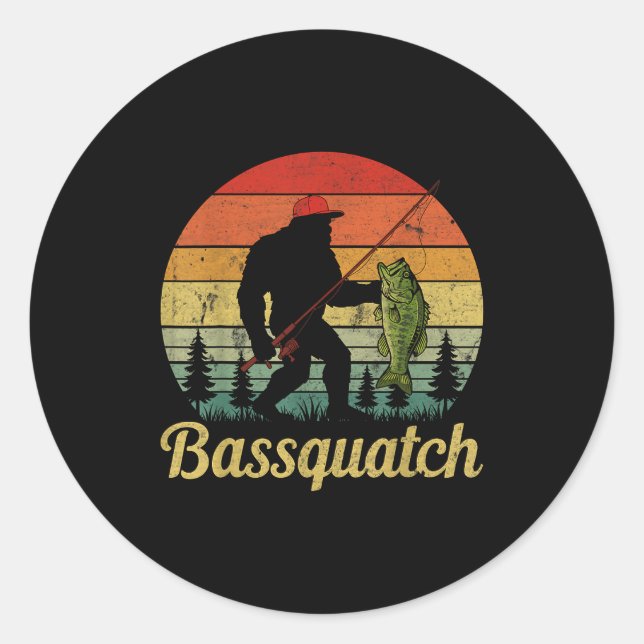 Bquatch B Fishing Humor Bigfoot Ufo Sasquatch  Runder Aufkleber (Vorderseite)