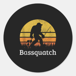 Bquatch Lustig B Angeln Sasquatch Bigfoot Vintage Runder Aufkleber