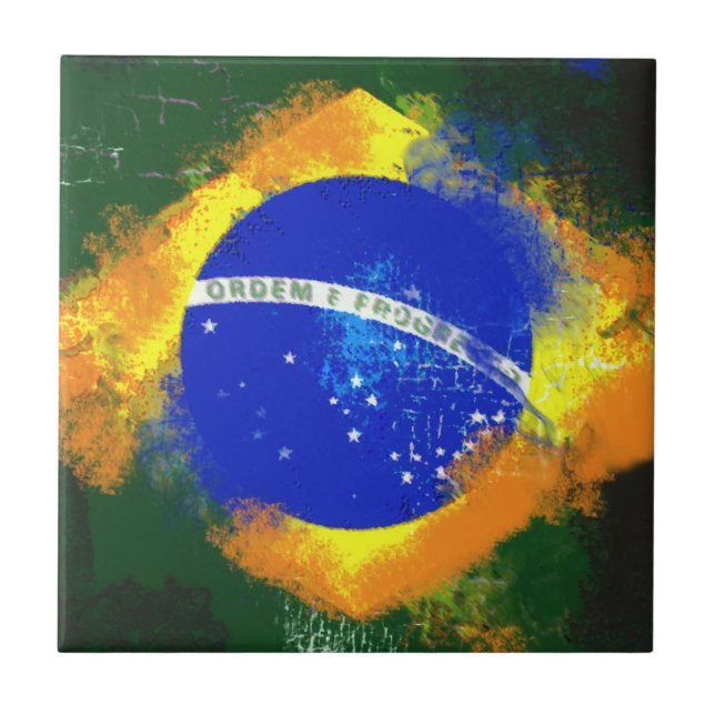 BR Brasilianische Flagge Fliese (Vorderseite)