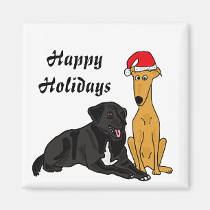BR- Schwarzes Labor und Greyhound Christmas Magnet