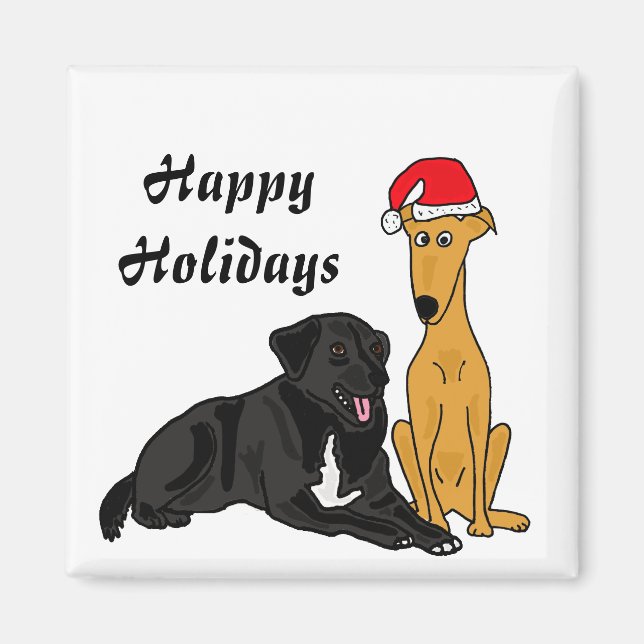 BR- Schwarzes Labor und Greyhound Christmas Magnet (Vorne)