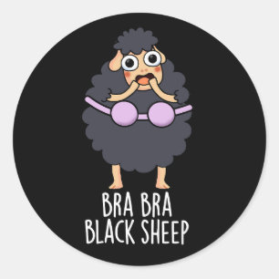 Bra-bra Black Sheep Funny Animal Pub Dark BG Runder Aufkleber