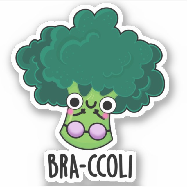 Bra-ccoli Funny Veggie Broccoli Bra Pun Aufkleber (Vorderseite)