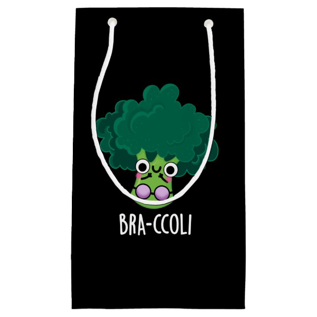 Bra-ccoli Funny Veggie Broccoli Bra Pun Dark BG Kleine Geschenktüte (Vorderseite)
