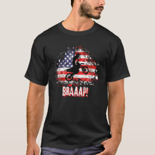 Braaap Vintag Motocross USA American Flag T-Shirt