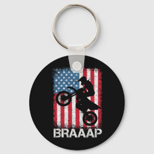 Braaap Vintage Usa American Flag Tee Motocross Dir Schlüsselanhänger