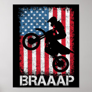 Braaap Vintage USA Amerikanischer Flagge T-Shirt M Poster