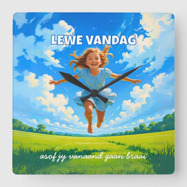 BRAAI Meme Afrikaans Saffa Expat Afrikaanse Humor Quadratische Wanduhr (Vorderseite)