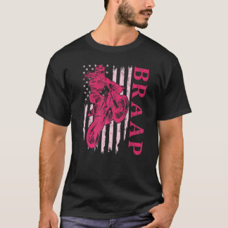 Braap Dirt Bike Motocross Fahrerin Mädchen Pink Us T-Shirt